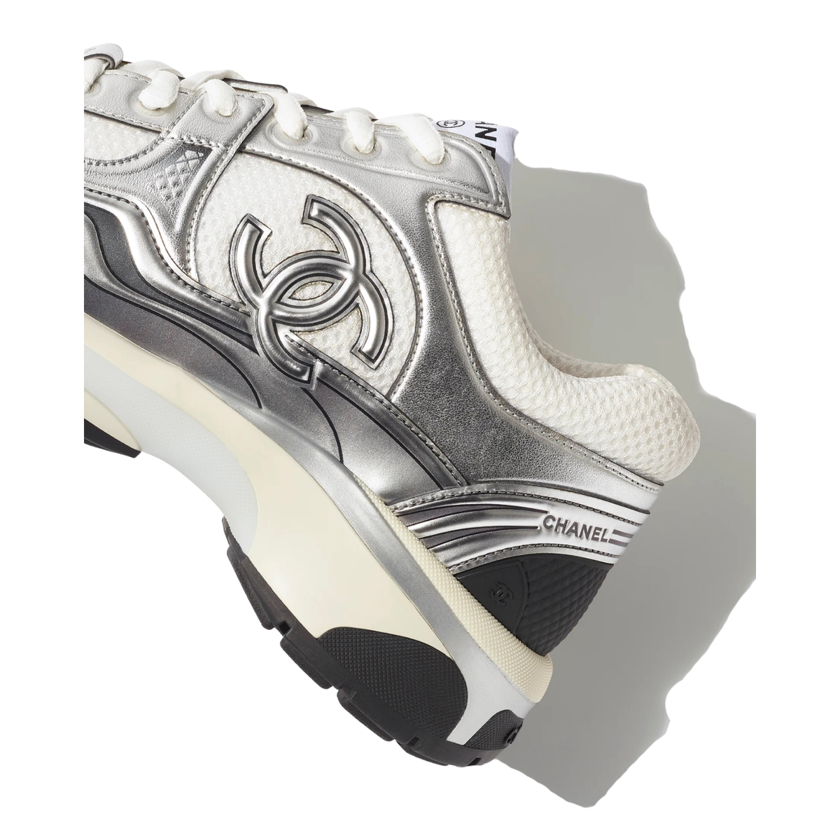 Chanel Runner Silver White Mesh Sneakers