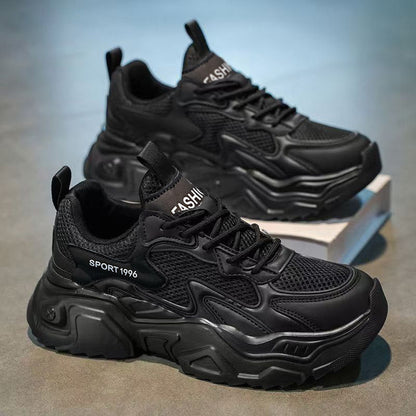 Men's Black, Navy and Silver Mesh Platform Casual Sneakers