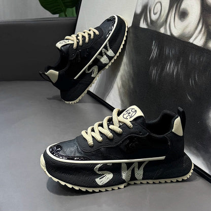 Men's Black, Gray and Navy Platform Casual Sneakers
