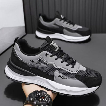 Men's Black and Gray Platform Athletic Sneakers