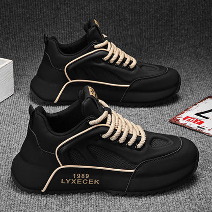 Men's Black, Cream and Silver Platform Running Sneakers