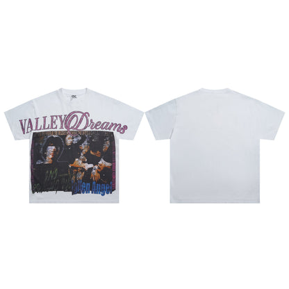 Valeforever Vale T Shirts Hotfix rhinestones Splicing Water Sleeve