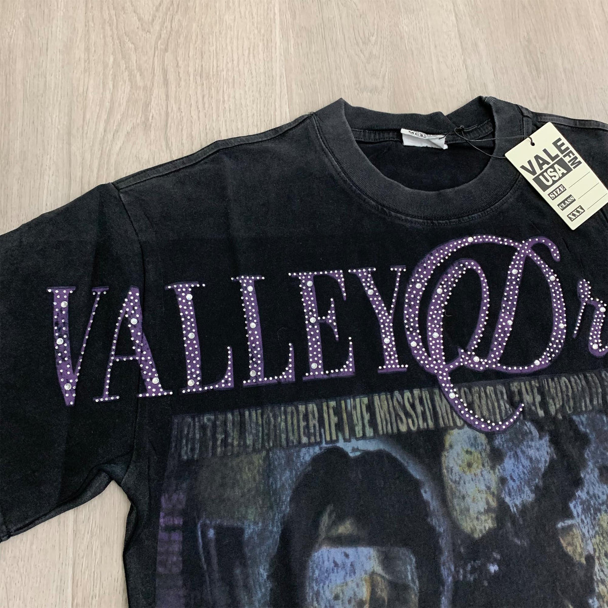 Valeforever Vale T Shirts Hotfix rhinestones Splicing Water Sleeve