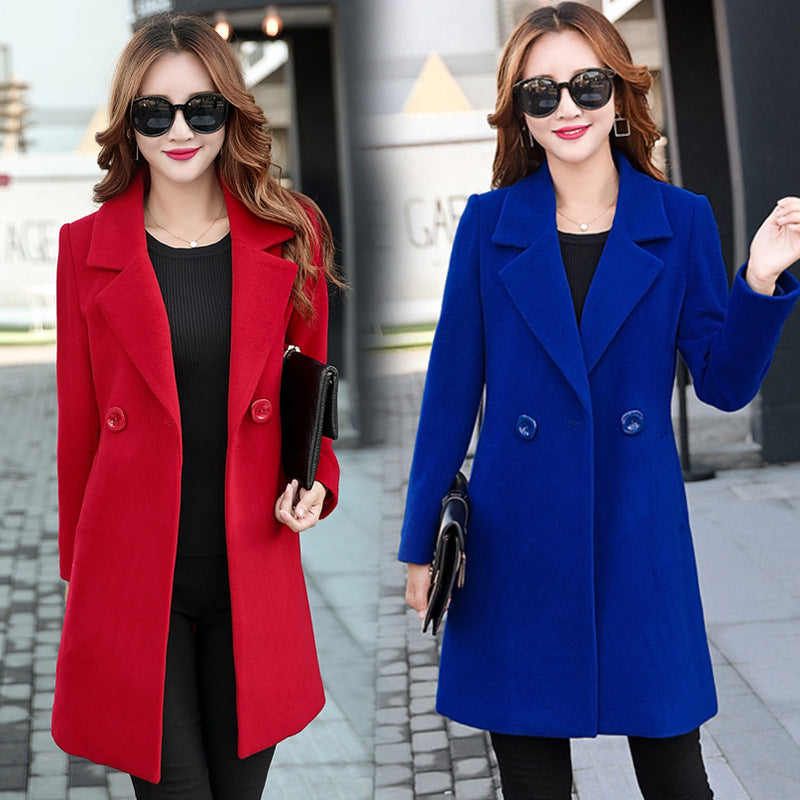 Valentine's Day Jacket Autumn and Winter Suit Collar Double-Faced Woolen Goods Woolen Coat for Women