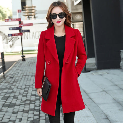Valentine's Day Jacket Autumn and Winter Suit Collar Double-Faced Woolen Goods Woolen Coat for Women