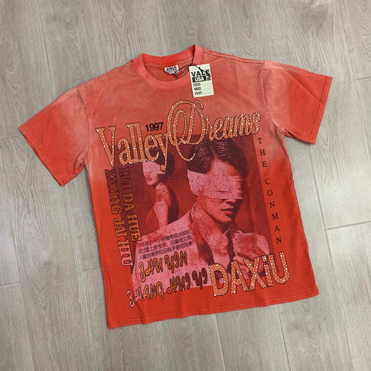 Valeforever Vale T Shirts Hotfix rhinestones Splicing Wash Water Ma Liu Fried Salt Short Sleeve