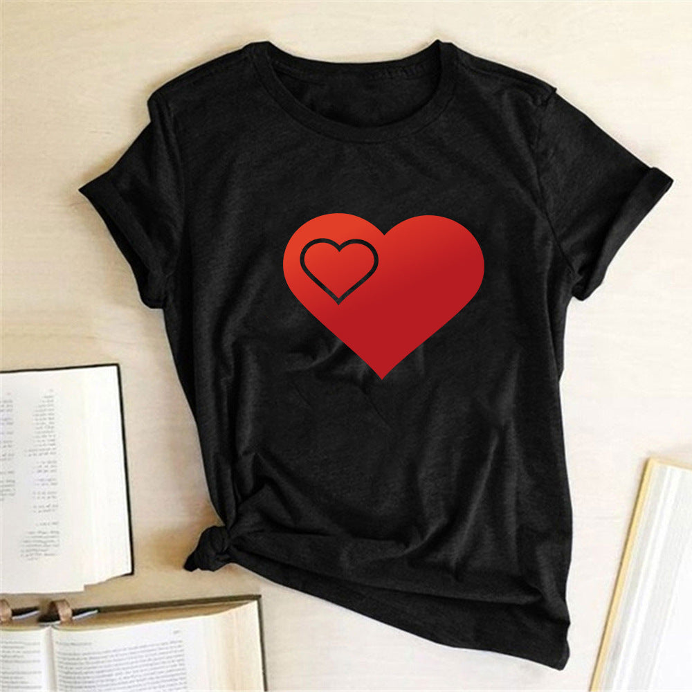 Valentine 'S Day T Shirts Couples Pattern Printed Couple T-shirt Loose Couple Outfit