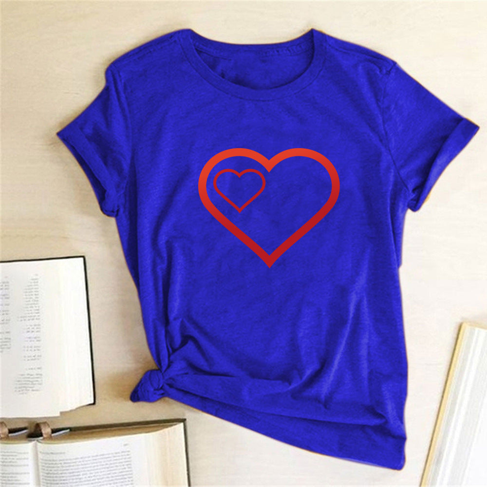 Valentine 'S Day T Shirts Couples Pattern Printed Couple T-shirt Loose Couple Outfit