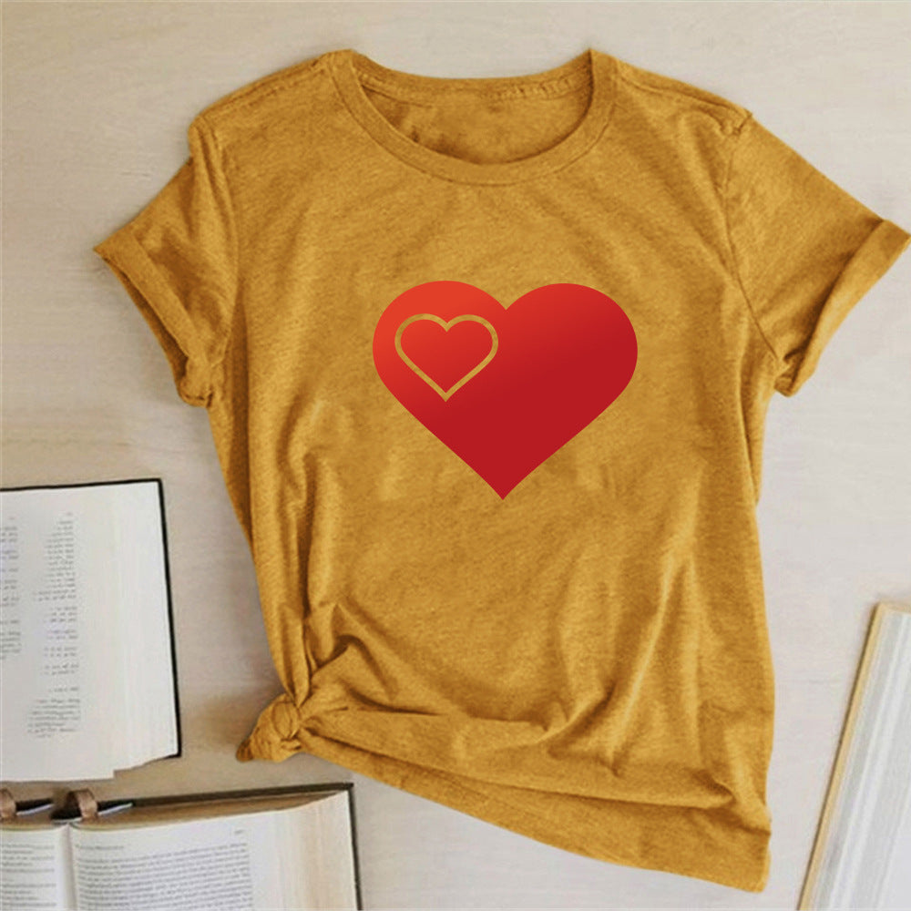 Valentine 'S Day T Shirts Couples Pattern Printed Couple T-shirt Loose Couple Outfit