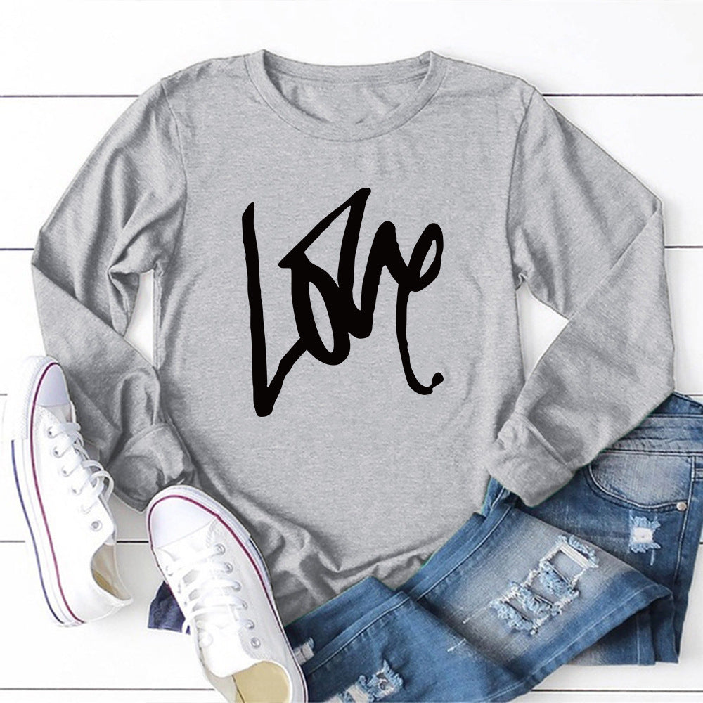 Valentine 'S Day T Shirts Couples Printed Long Sleeve Men And Women Solid Color Long Sleeve