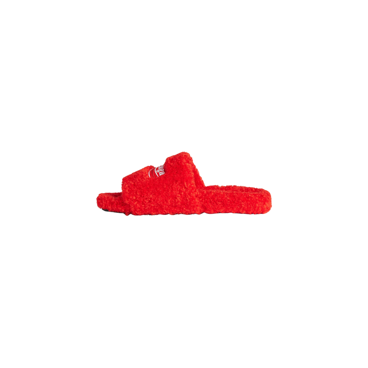 Balenciaga Furry Slide Sandals - Scarlet Red Faux Fur