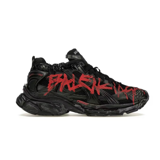 Balenciaga Runner Sneakers - Black Red Graffiti Edition