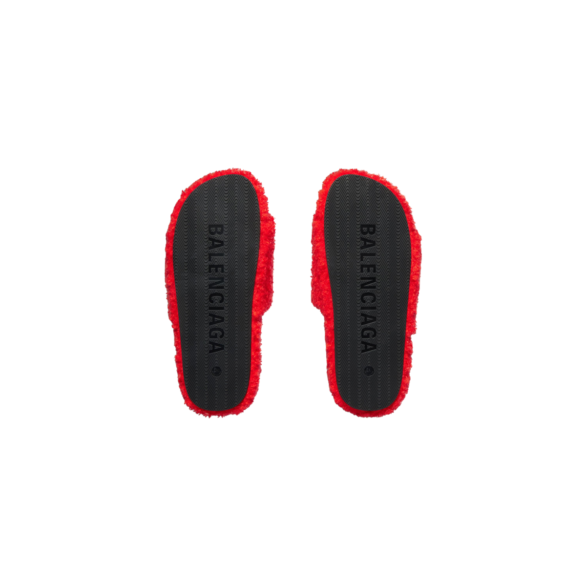 Balenciaga Furry Slide Sandals - Scarlet Red Faux Fur