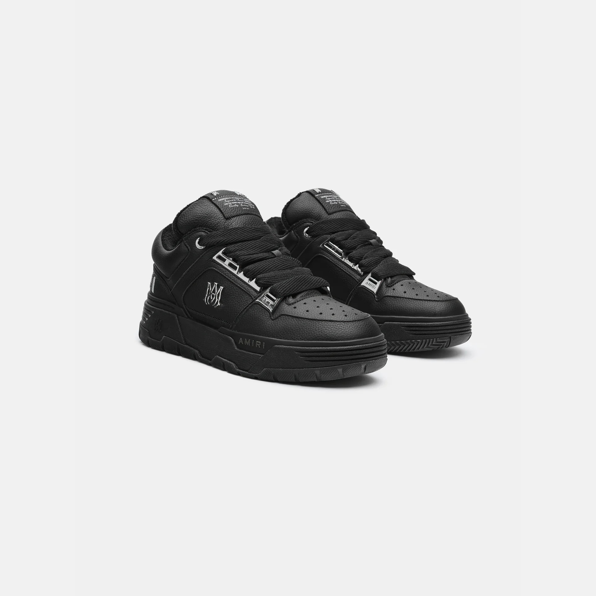 AMIRI MA-1 Black Silver Pebbled Leather Sneakers