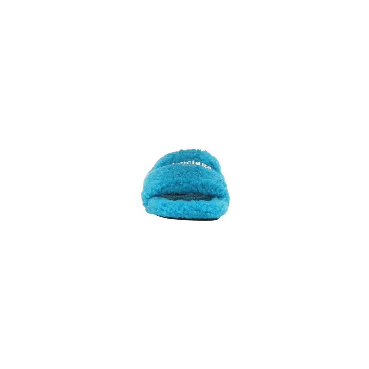 Balenciaga Furry Slide Sandals - Turquoise Faux Fur