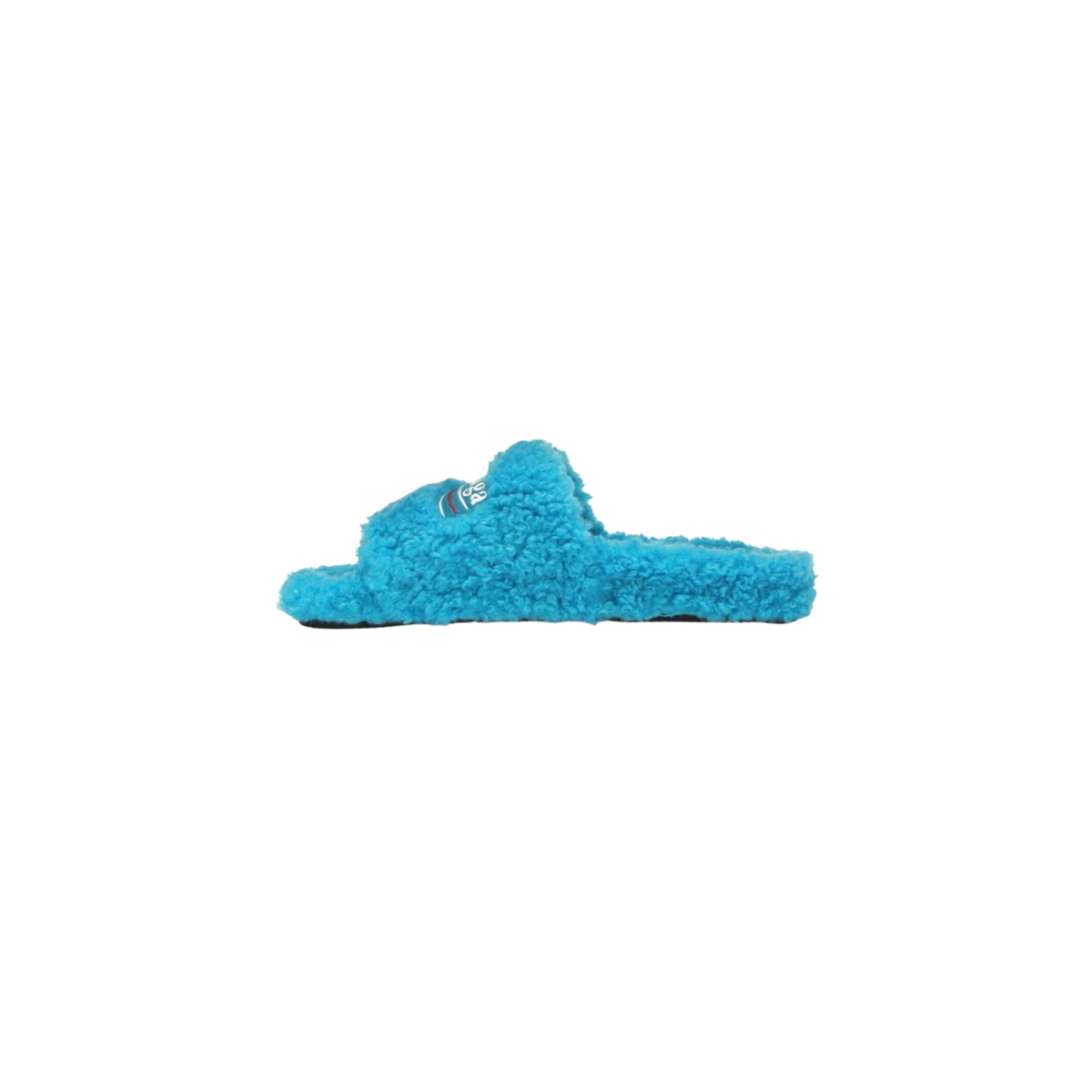 Balenciaga Furry Slide Sandals - Turquoise Faux Fur