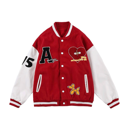 Valentine's Day Jacket Retro Embroidery Love Baseball Uniform Jacket Men's and Women's Hip Hop Couple Outfit Loose Coat