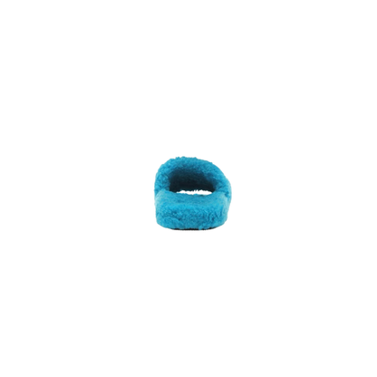 Balenciaga Furry Slide Sandals - Turquoise Faux Fur