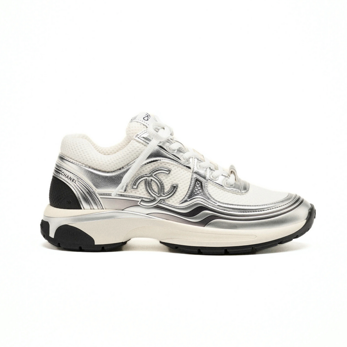 Chanel Runner Silver White Mesh Sneakers