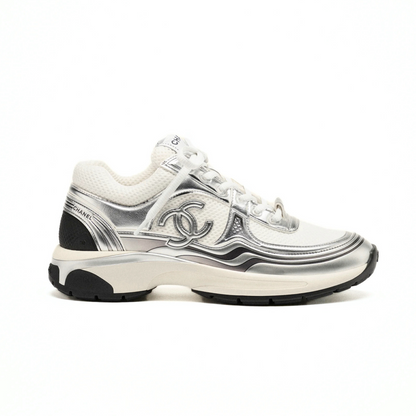 Chanel Runner Silver White Mesh Sneakers
