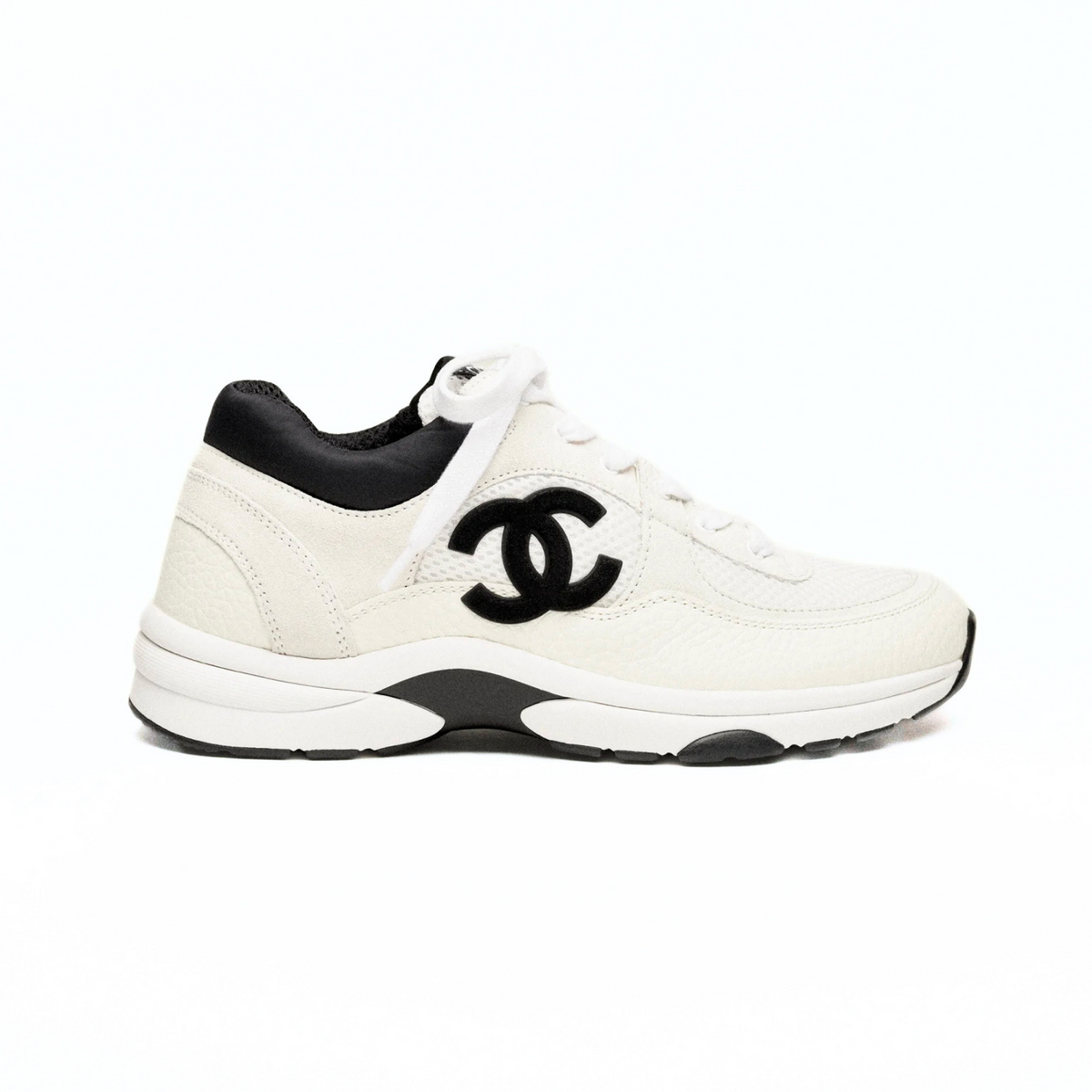 Chanel Runner Cream Black Mesh Leather Sneakers