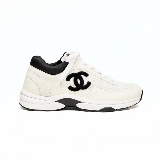 Chanel Runner Cream Black Mesh Leather Sneakers