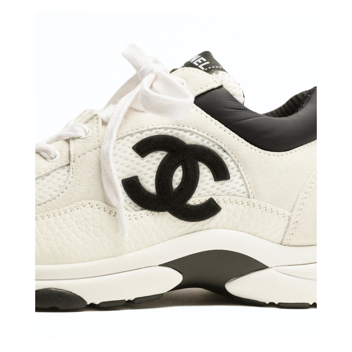 Chanel Runner Cream Black Mesh Leather Sneakers