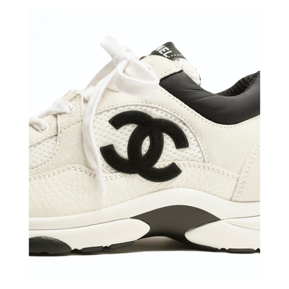 Chanel Runner Cream Black Mesh Leather Sneakers
