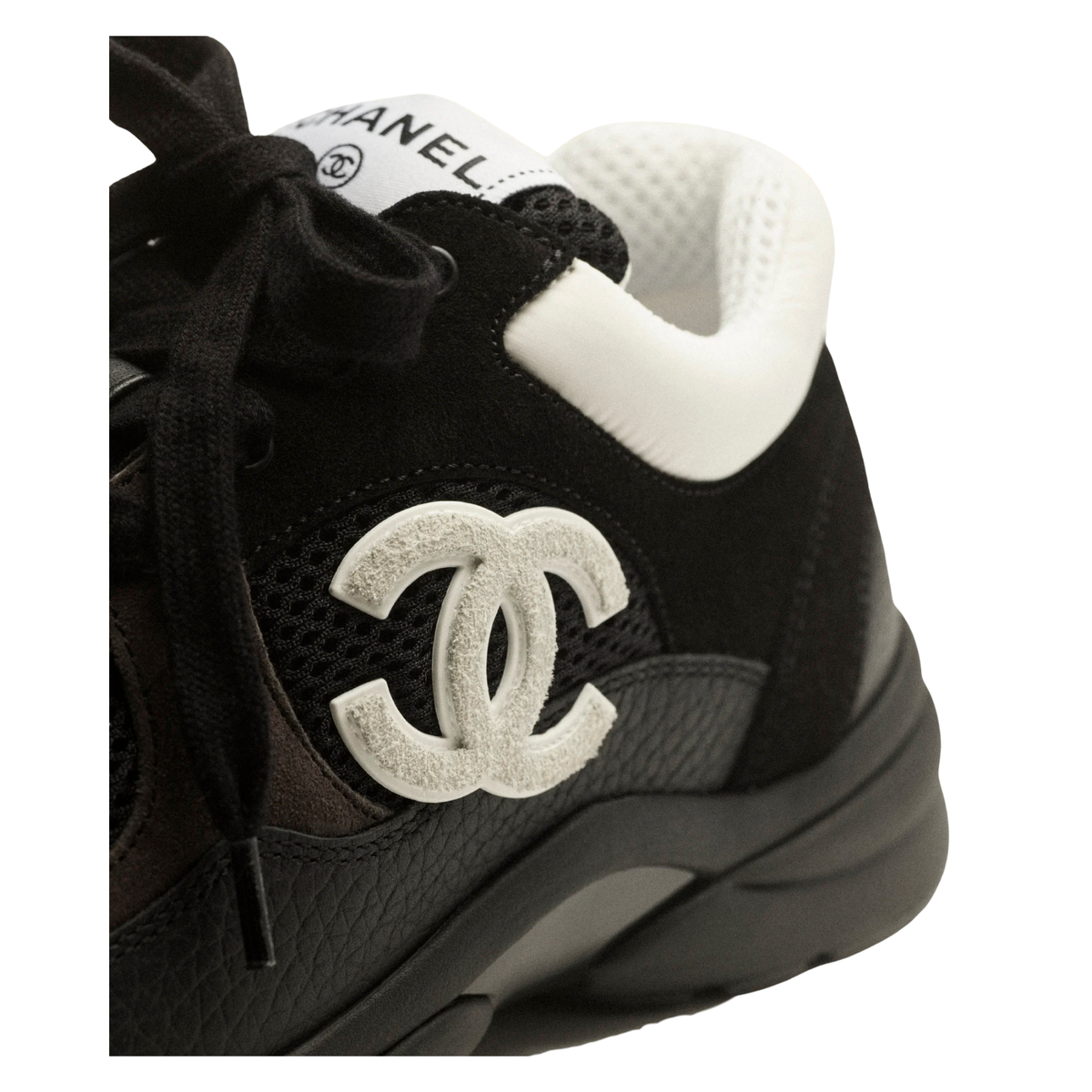 Chanel Runner Black White Mesh Leather Sneakers