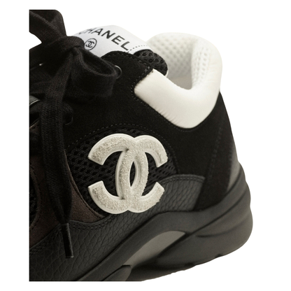 Chanel Runner Black White Mesh Leather Sneakers