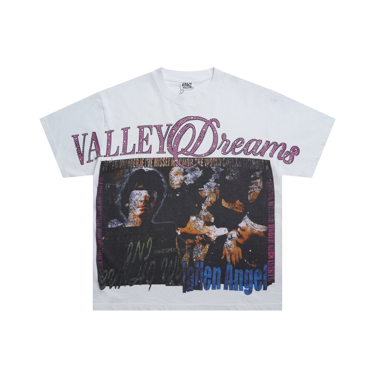 Valeforever Vale T Shirts Hotfix rhinestones Splicing Water Sleeve