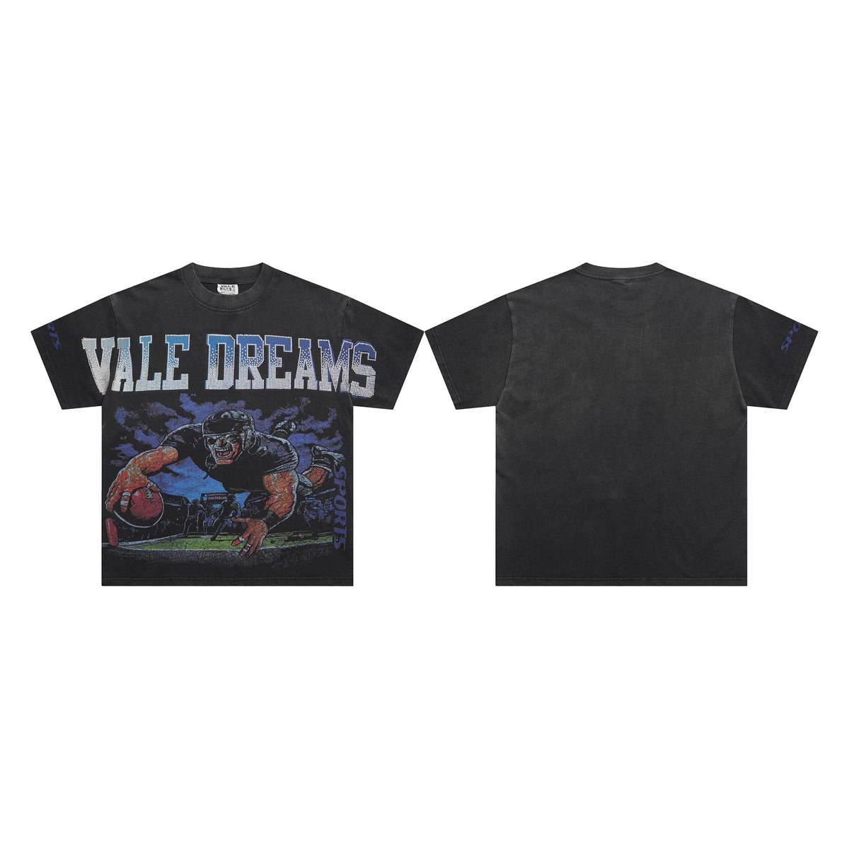 Valeforever Vale T Shirts Hotfix rhinestones Splicing Water Sleeve