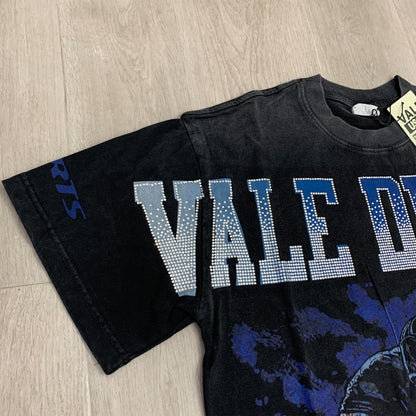 Valeforever Vale T Shirts Hotfix rhinestones Splicing Water Sleeve