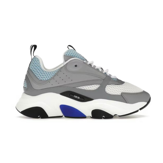 Dior B22 Grey Blue Mesh Leather Sneakers