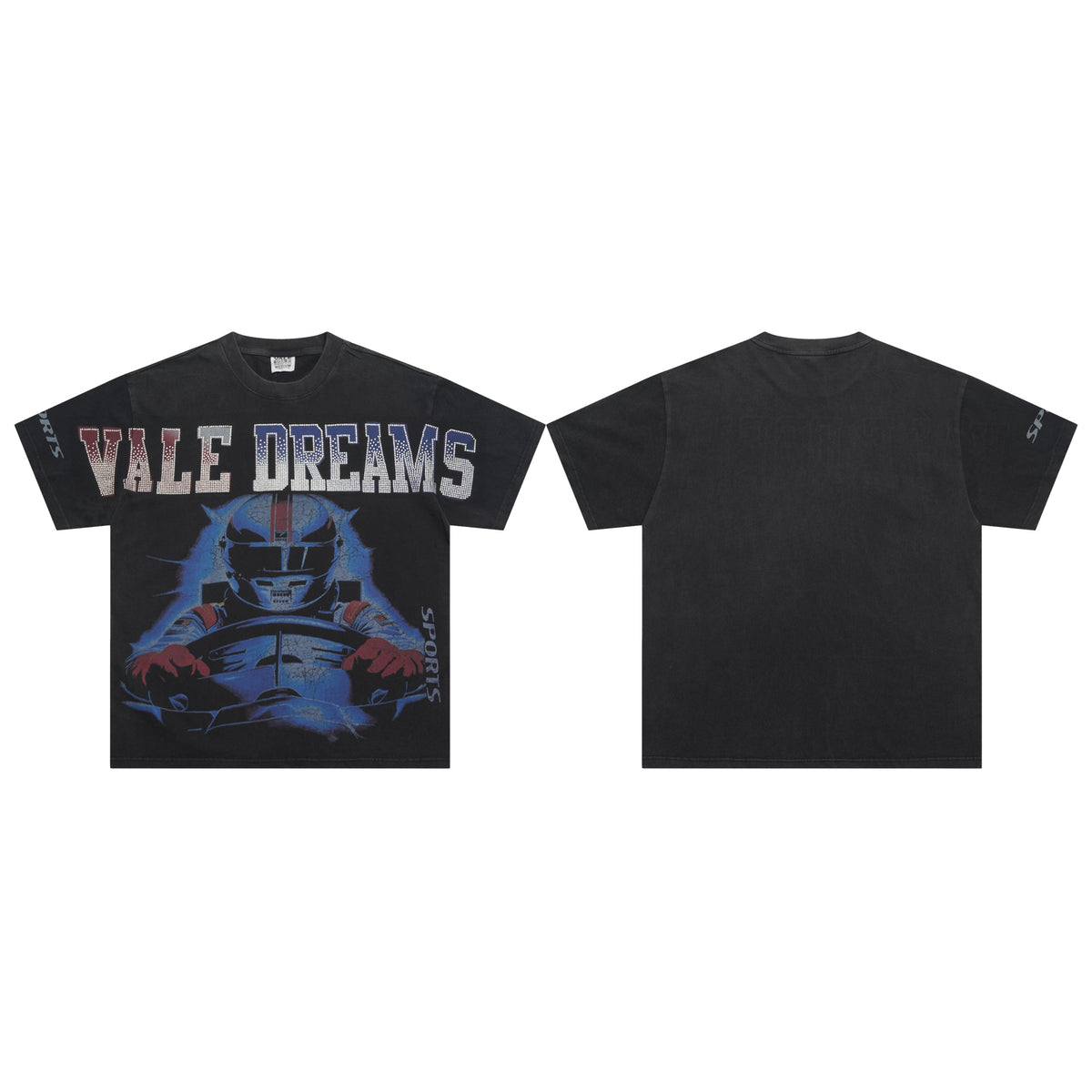 Valeforever Vale T Shirts Hotfix rhinestones Splicing Water Sleeve