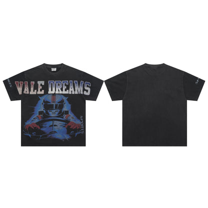 Valeforever Vale T Shirts Hotfix rhinestones Splicing Water Sleeve