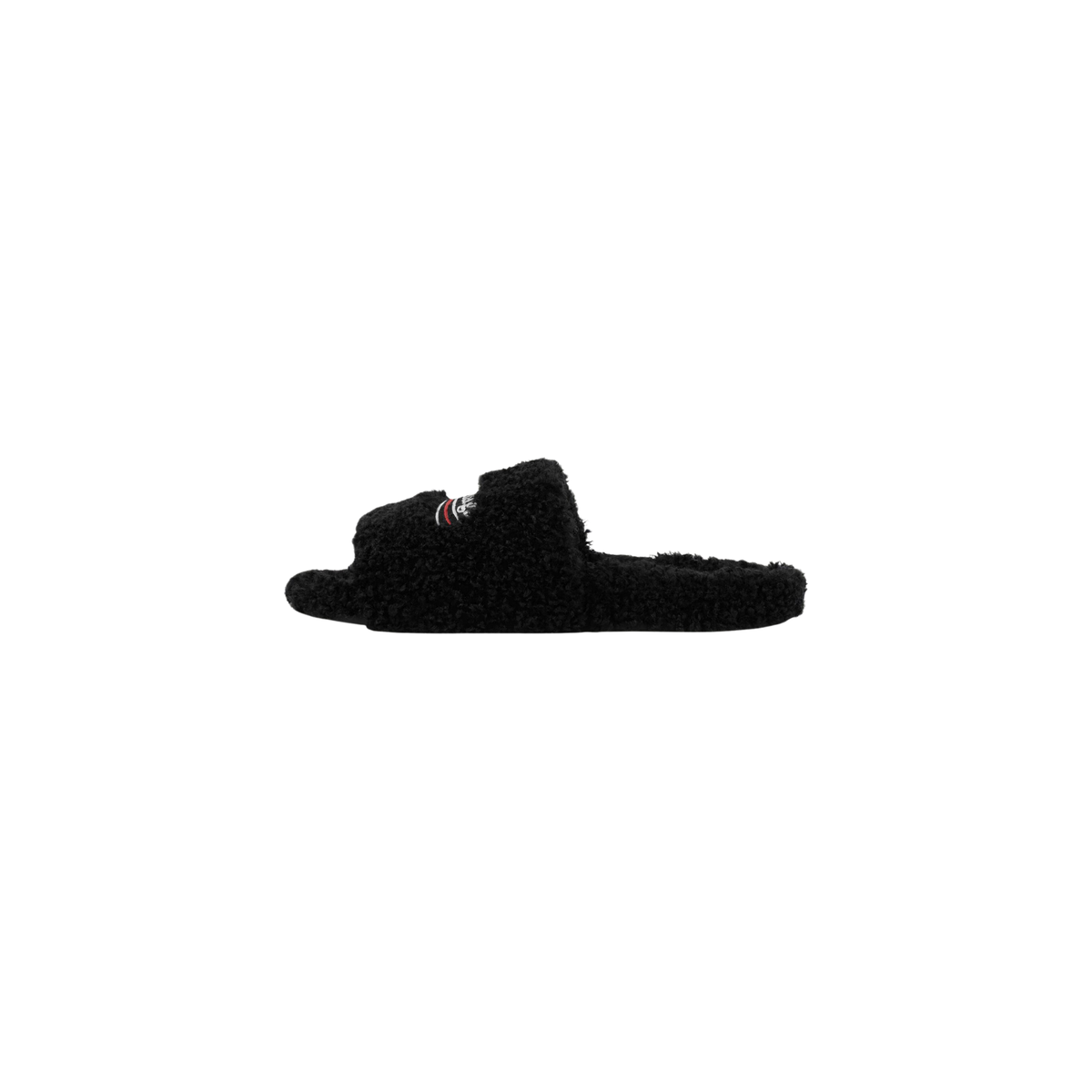 Balenciaga Furry Slide Sandals - Jet Black Faux Fur