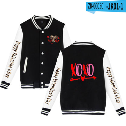 Valentine's Day Jacket Winter Thermal Fleece Sports and Leisure Baseball Uniform