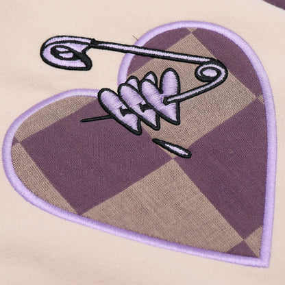 Valentine's Day Jacket Heart Letter Embroidery Contrast Color Jacket Coat Men Loose Lapel Couple Baseball Uniform