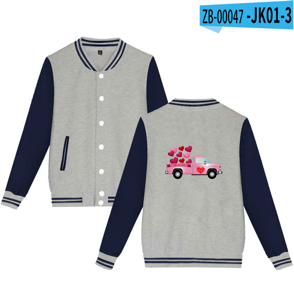 Valentine's Day Jacket Winter Thermal Fleece Sports and Leisure Baseball Uniform