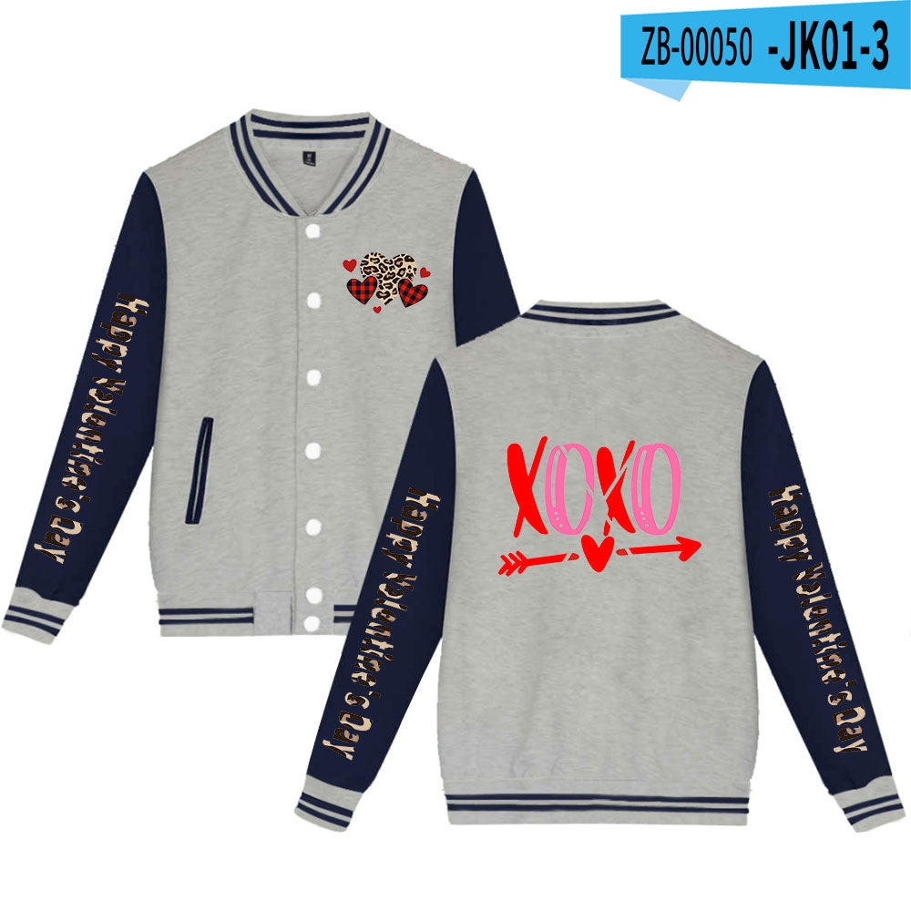 Valentine's Day Jacket Winter Thermal Fleece Sports and Leisure Baseball Uniform