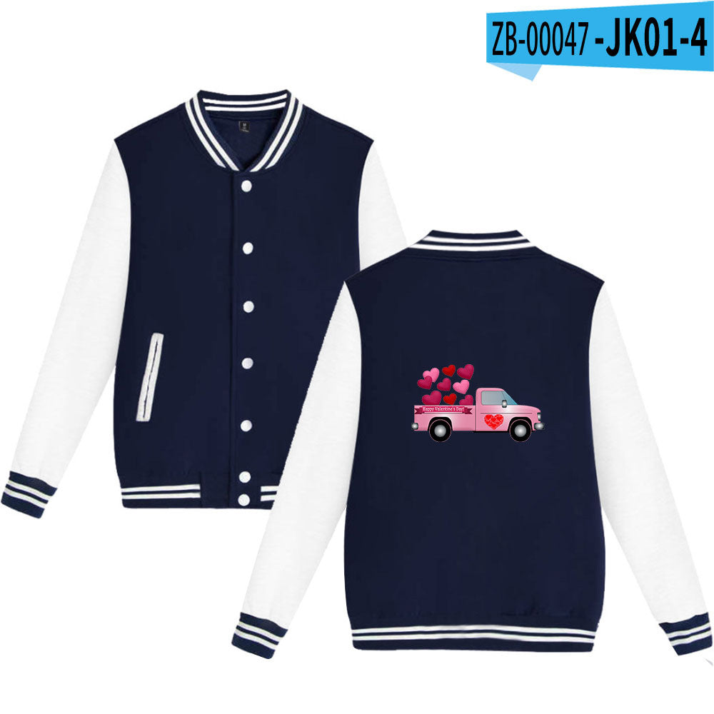 Valentine's Day Jacket Winter Thermal Fleece Sports and Leisure Baseball Uniform