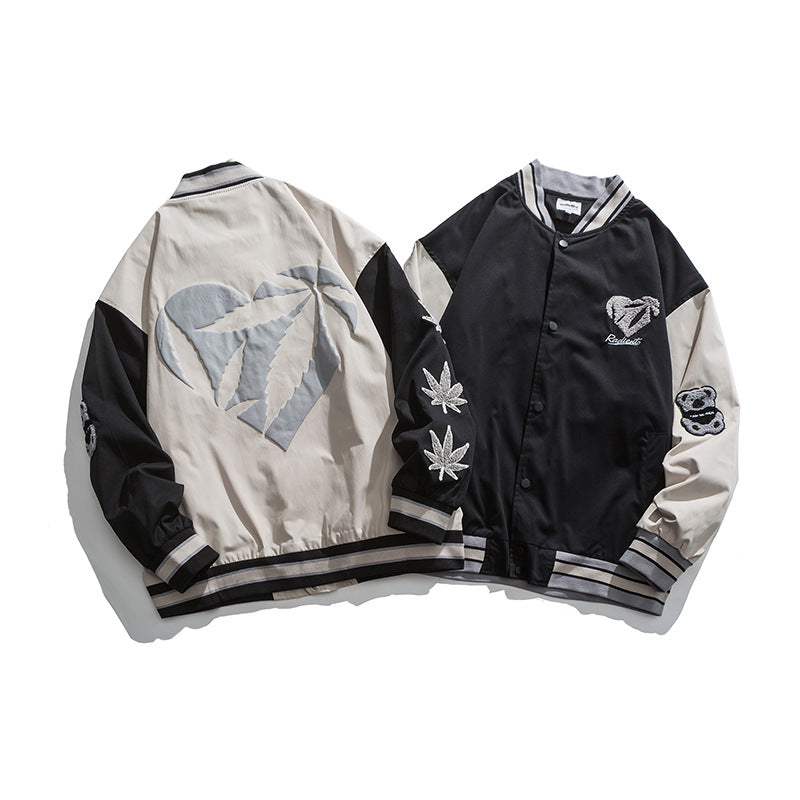 Valentine's Day Jacket Love Puff Print Baseball Jacket