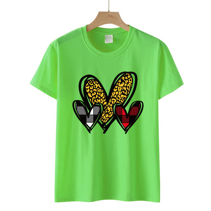 Valentine 'S Day T Shirts Couples Leopard Print Heart Printing Loose Pullover Women