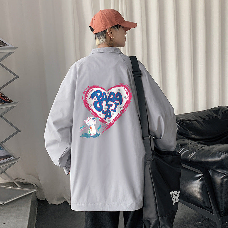 Valentine's Day Jacket Autumn Baggy Coat Printed plus Size Men's Jacket