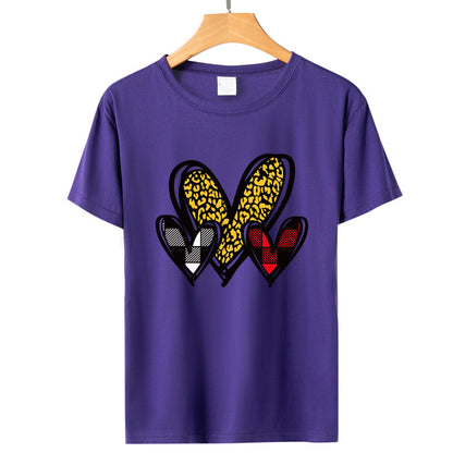 Valentine 'S Day T Shirts Couples Leopard Print Heart Printing Loose Pullover Women