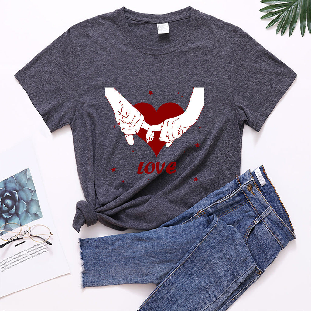 Valentine 'S Day T Shirt T-shirt Short Sleeve Love Printed Summer