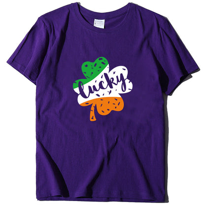 Valentine 'S Day T Shirt Large Size T-shirt Men 'S And Women 'S Short Sleeve Lucky Printed Summer