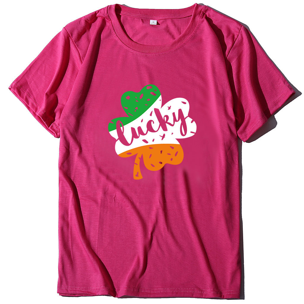 Valentine 'S Day T Shirt Large Size T-shirt Men 'S And Women 'S Short Sleeve Lucky Printed Summer