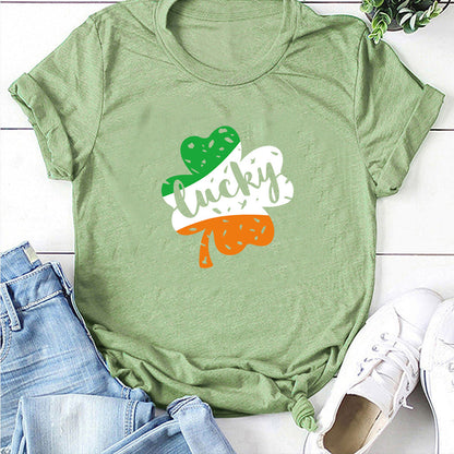 Valentine 'S Day T Shirt Large Size T-shirt Men 'S And Women 'S Short Sleeve Lucky Printed Summer